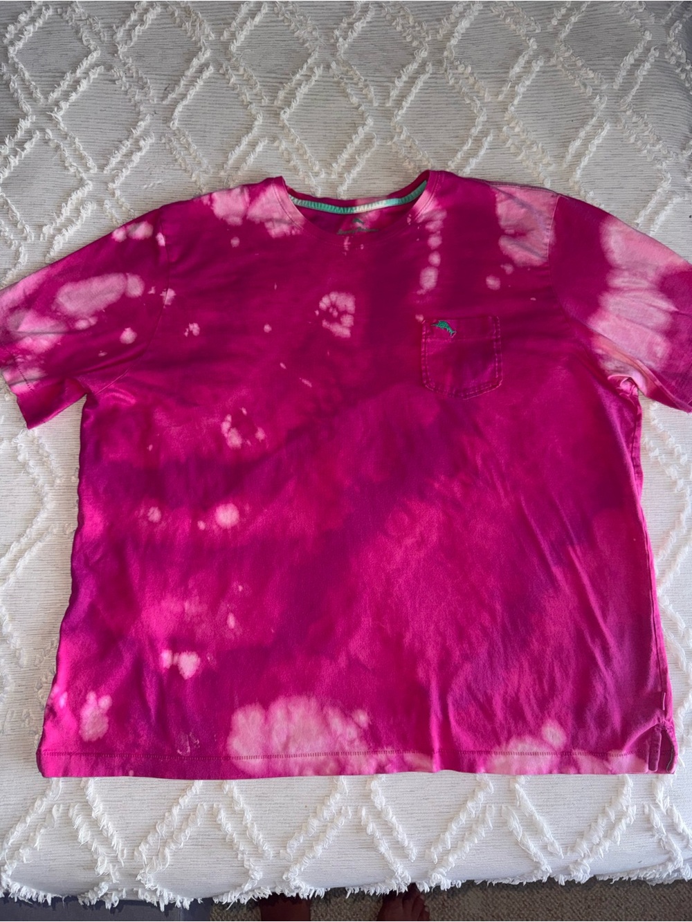 Tommy Bahama 3XL Pima Cotton Pink Bleach Tie Dye Pocket T-Shirt
